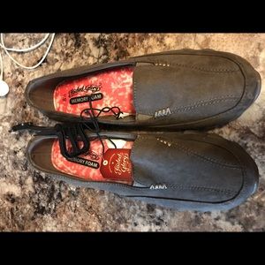 Suede slip on memory foam shoes new with tags.
